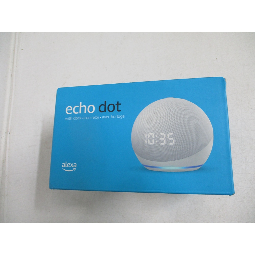 AMAZON Glacier White LED  Alexa Voice Control Smart Speaker Echo Dot  Clock